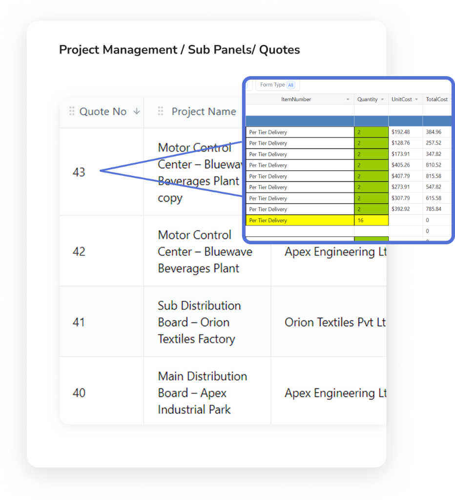 Quote Management Interface
